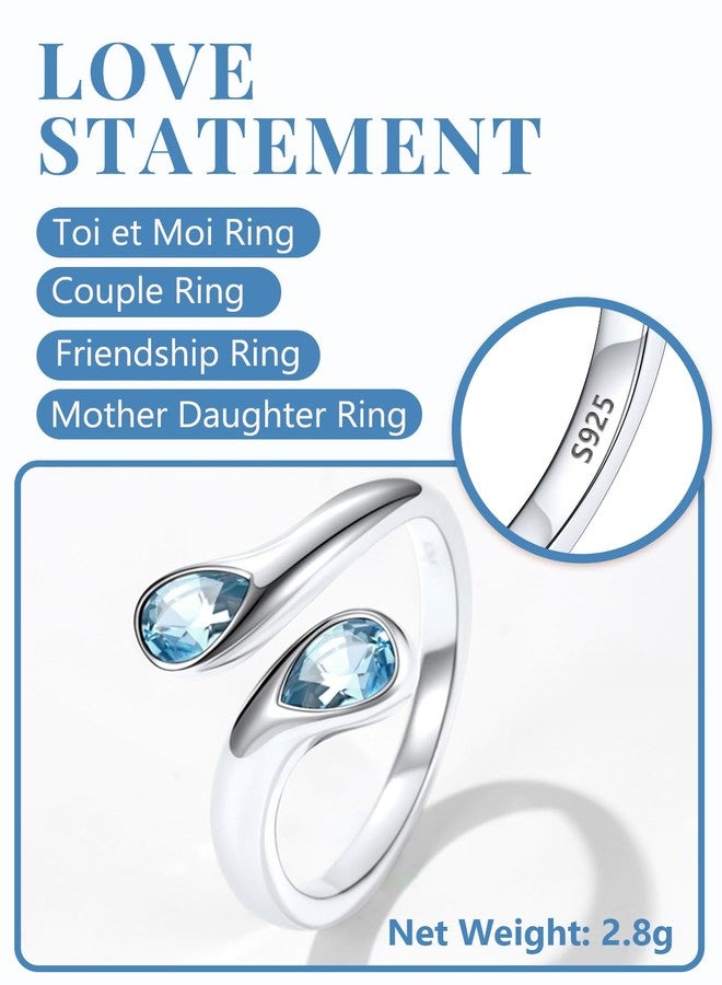 Silvora 925 Sterling Silver Ring Open Twist Stackable Rings for Women March Birthstone Ring for Mother Stacking Rings - Image 5